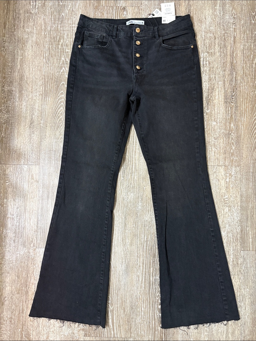 Zara Flare Fit High Rise Jeans with Button Fly